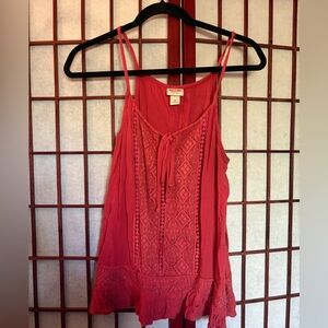 Mossimo Supply Co Red Sleeveless Camisole with Tie Front and Ruffles